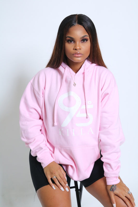 #9to5KillA Pink and White Hoodie